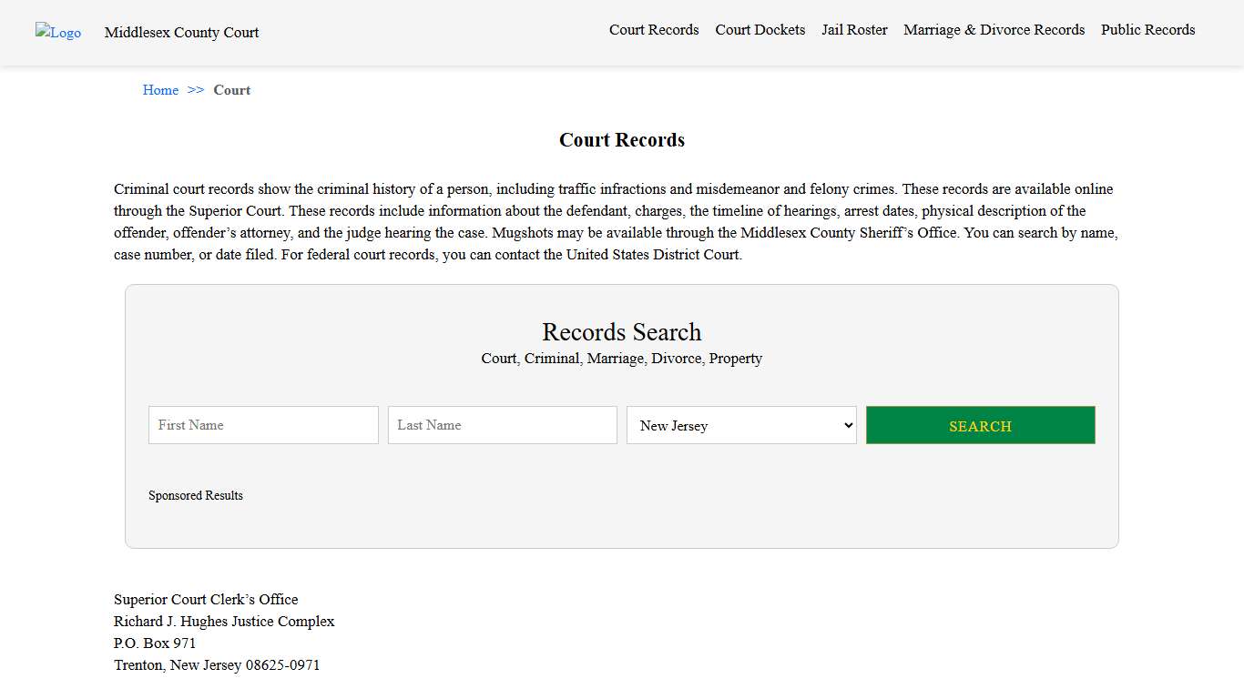 Court Records Middlesex County Court