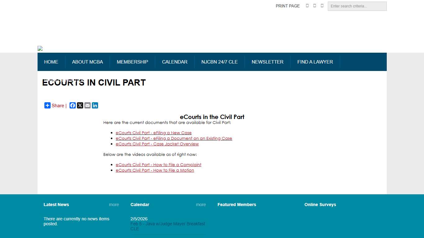 eCourts in Civil Part - Middlesex County Bar Association